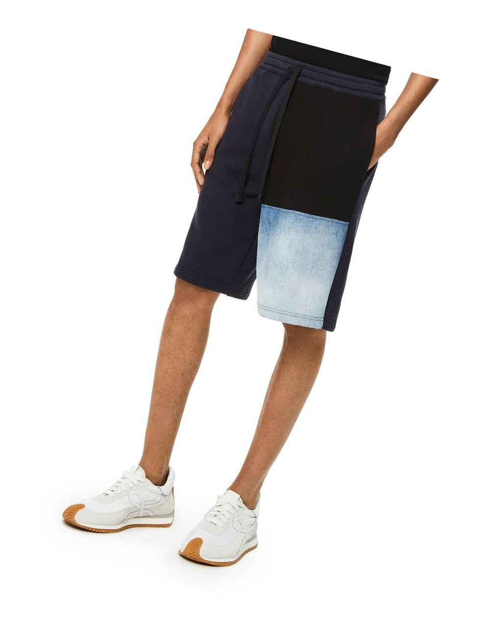 Loewe Patchwork shorts in cotton Negros Azul Marino Oscuro | MEHFW-8310