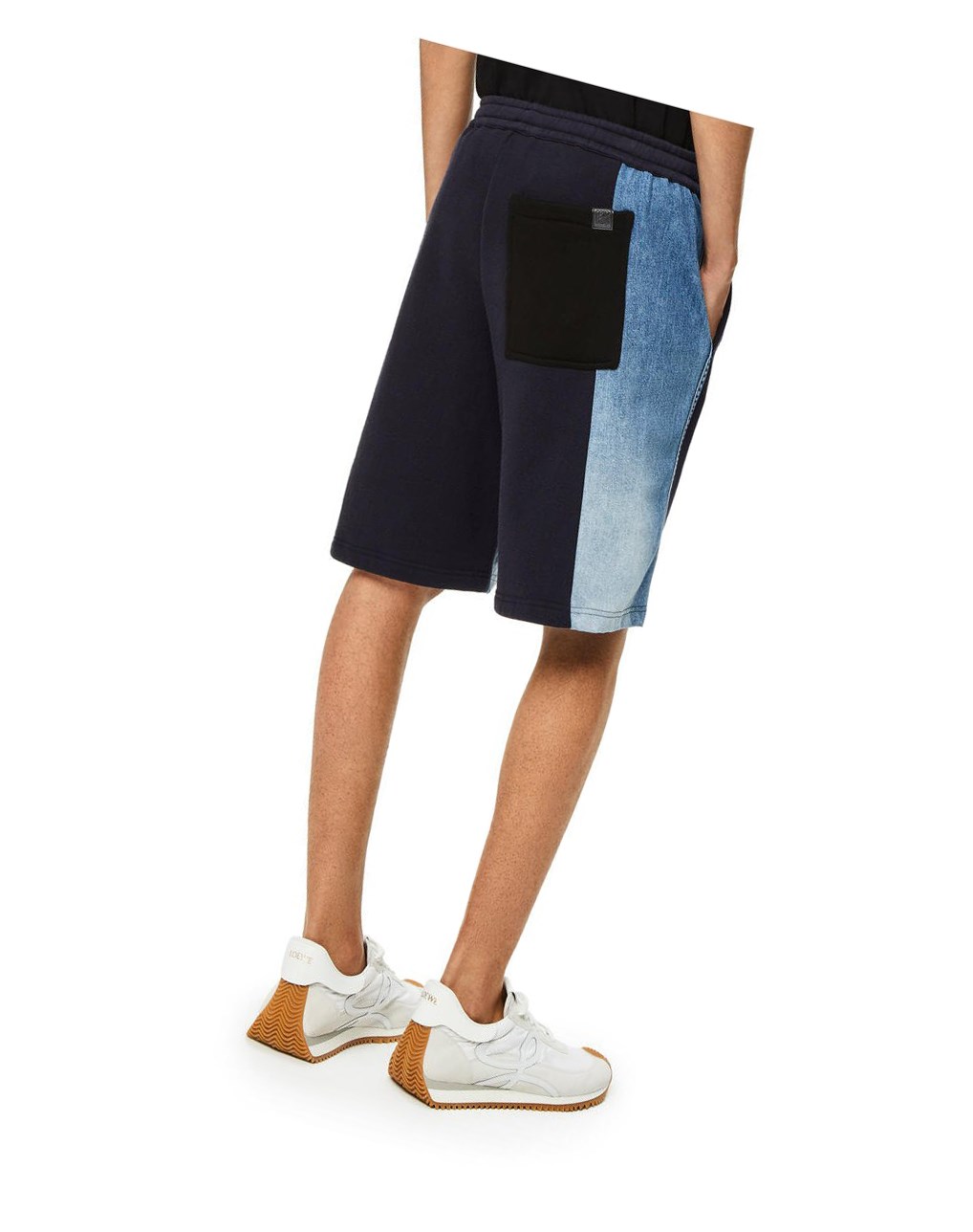 Loewe Patchwork shorts in cotton Negros Azul Marino Oscuro | MEHFW-8310