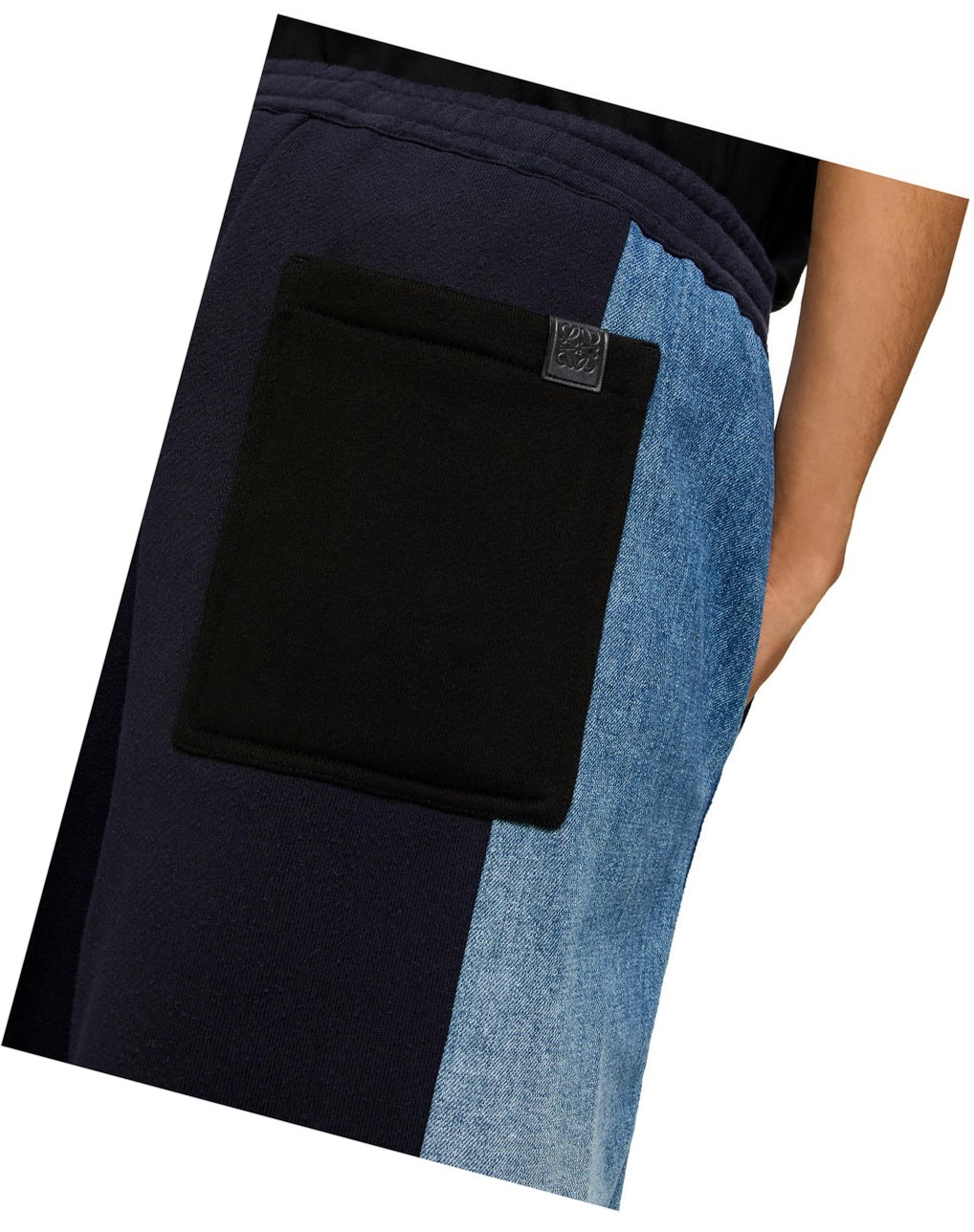 Loewe Patchwork shorts in cotton Negros Azul Marino Oscuro | MEHFW-8310