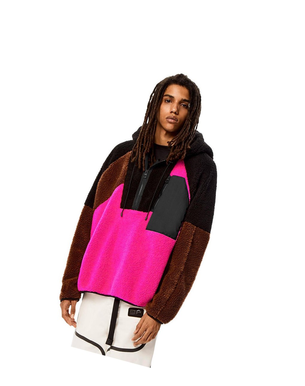 Loewe Patchwork zip up hoodie in fleece Multicolor | BZNRW-3864