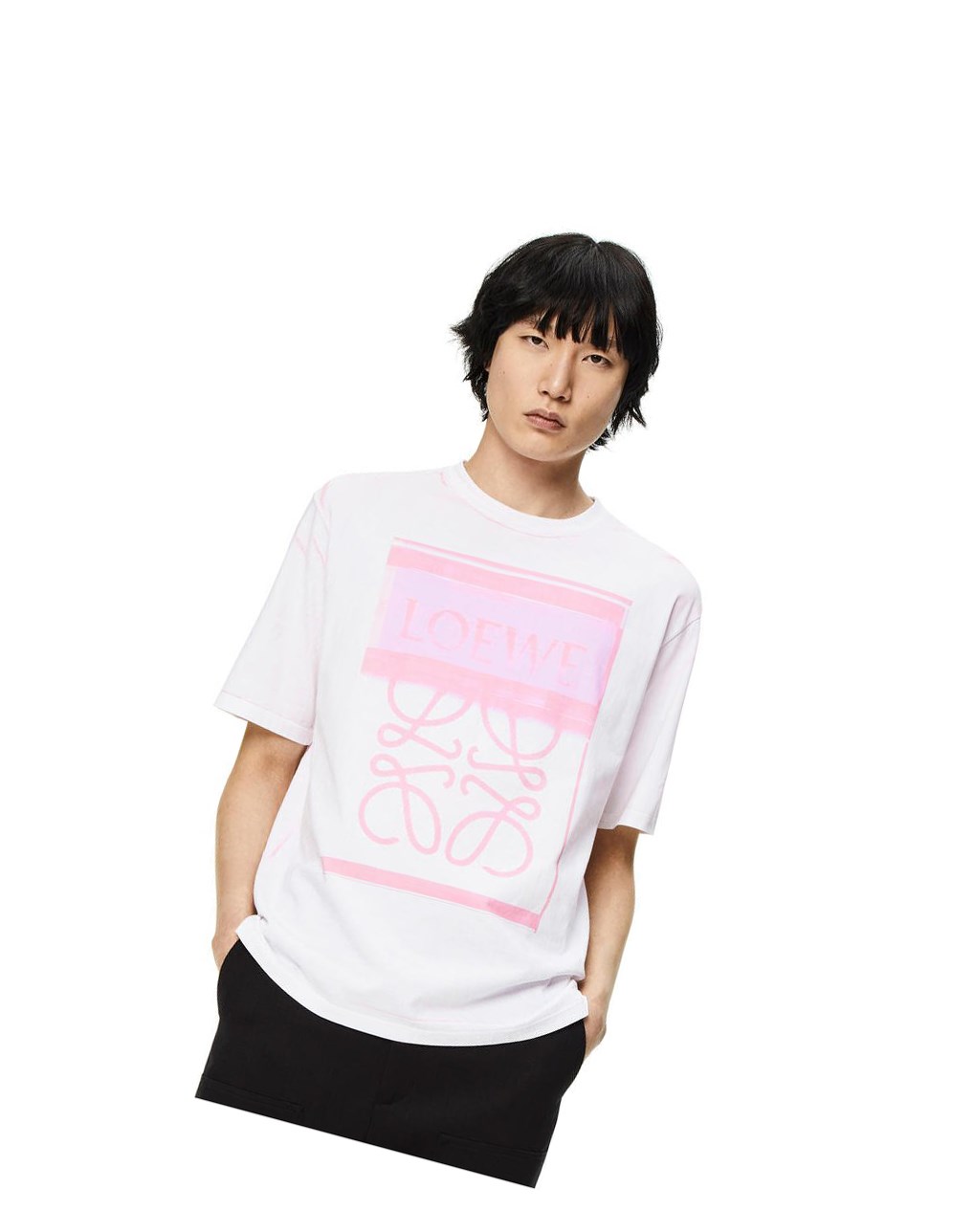 Loewe Photocopy Anagram T-shirt in cotton Blancos Rosas | HJWQE-9610