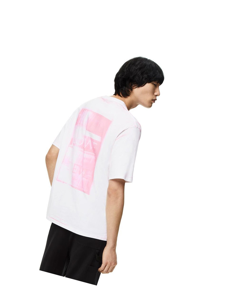 Loewe Photocopy Anagram T-shirt in cotton Blancos Rosas | HJWQE-9610