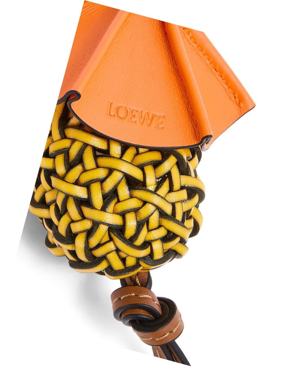 Loewe Pineapple cocktail charm in calfskin and brass Amarillos | PFNYX-0453