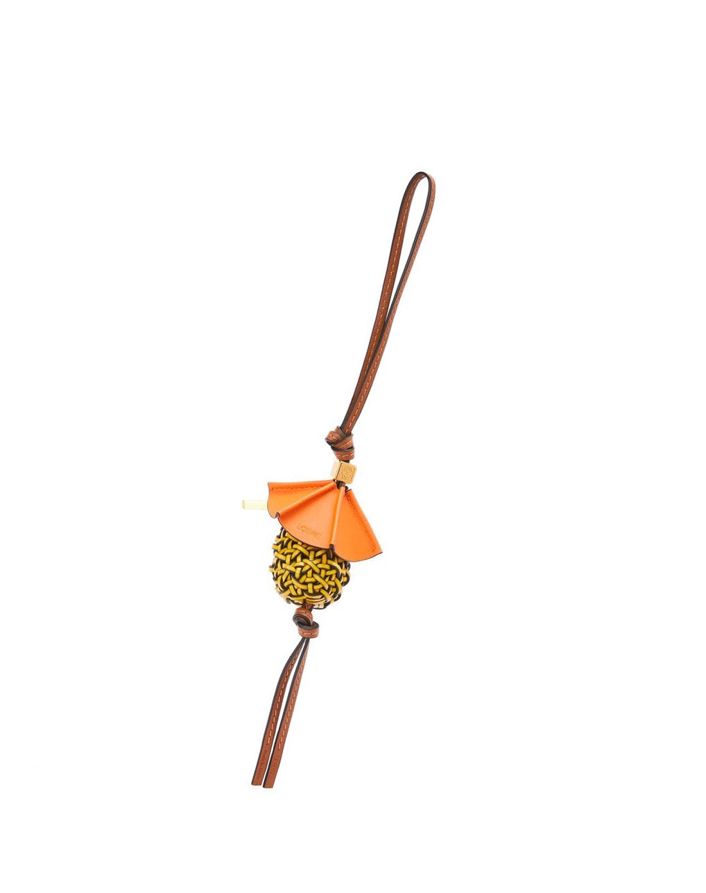 Loewe Pineapple cocktail charm in calfskin and brass Amarillos | PFNYX-0453