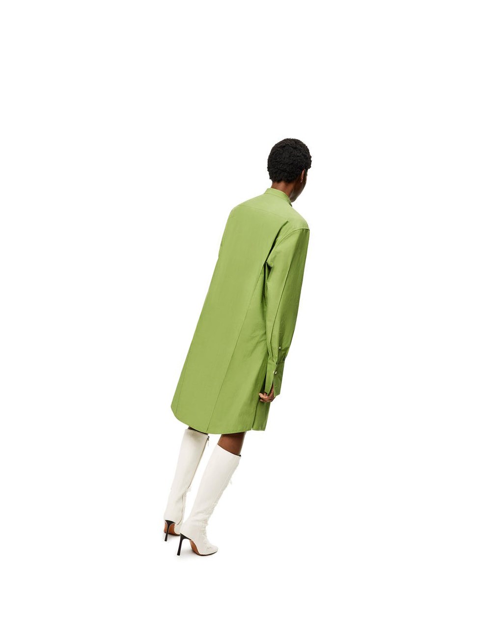 Loewe Pleated shirt dress in cotton Verdes | YXBJG-3512