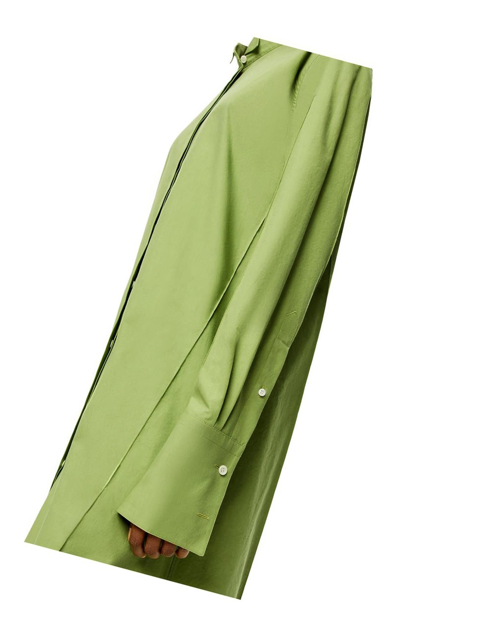 Loewe Pleated shirt dress in cotton Verdes | YXBJG-3512