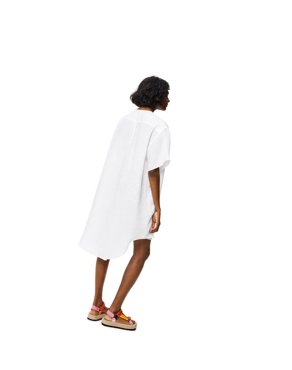Loewe Pleated shirt dress in linen Blancos | HVKJB-0253