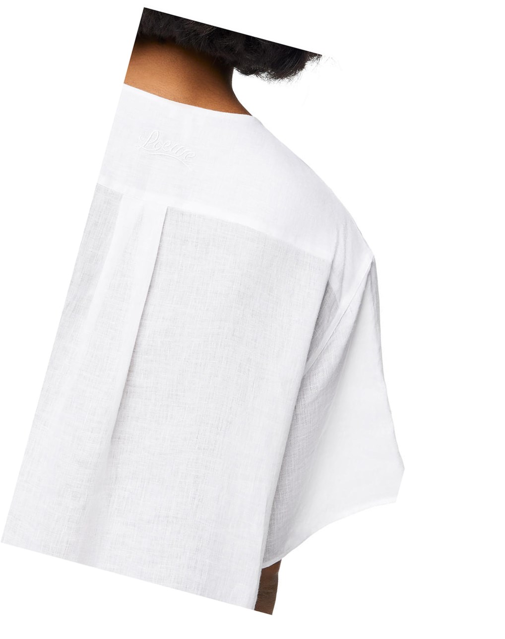Loewe Pleated shirt dress in linen Blancos | HVKJB-0253