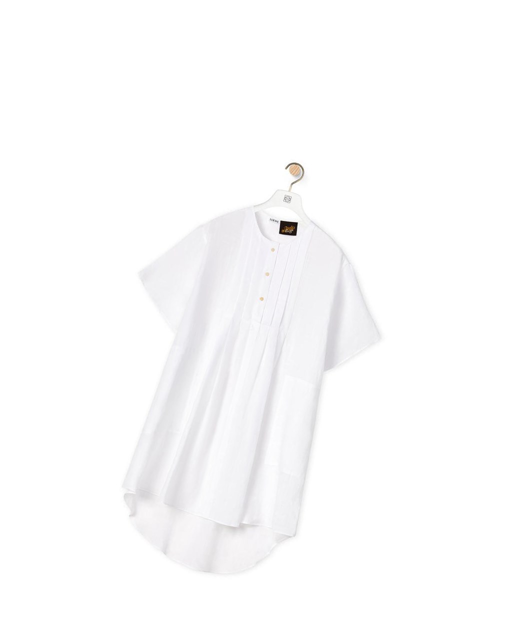 Loewe Pleated shirt dress in linen Blancos | HVKJB-0253