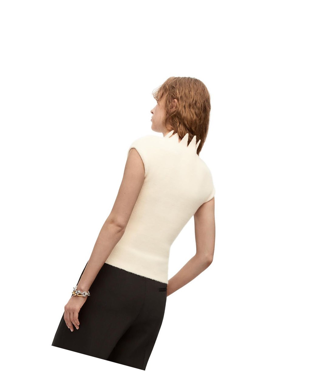 Loewe Pointy collar top in wool Blancos | YWPZK-0825