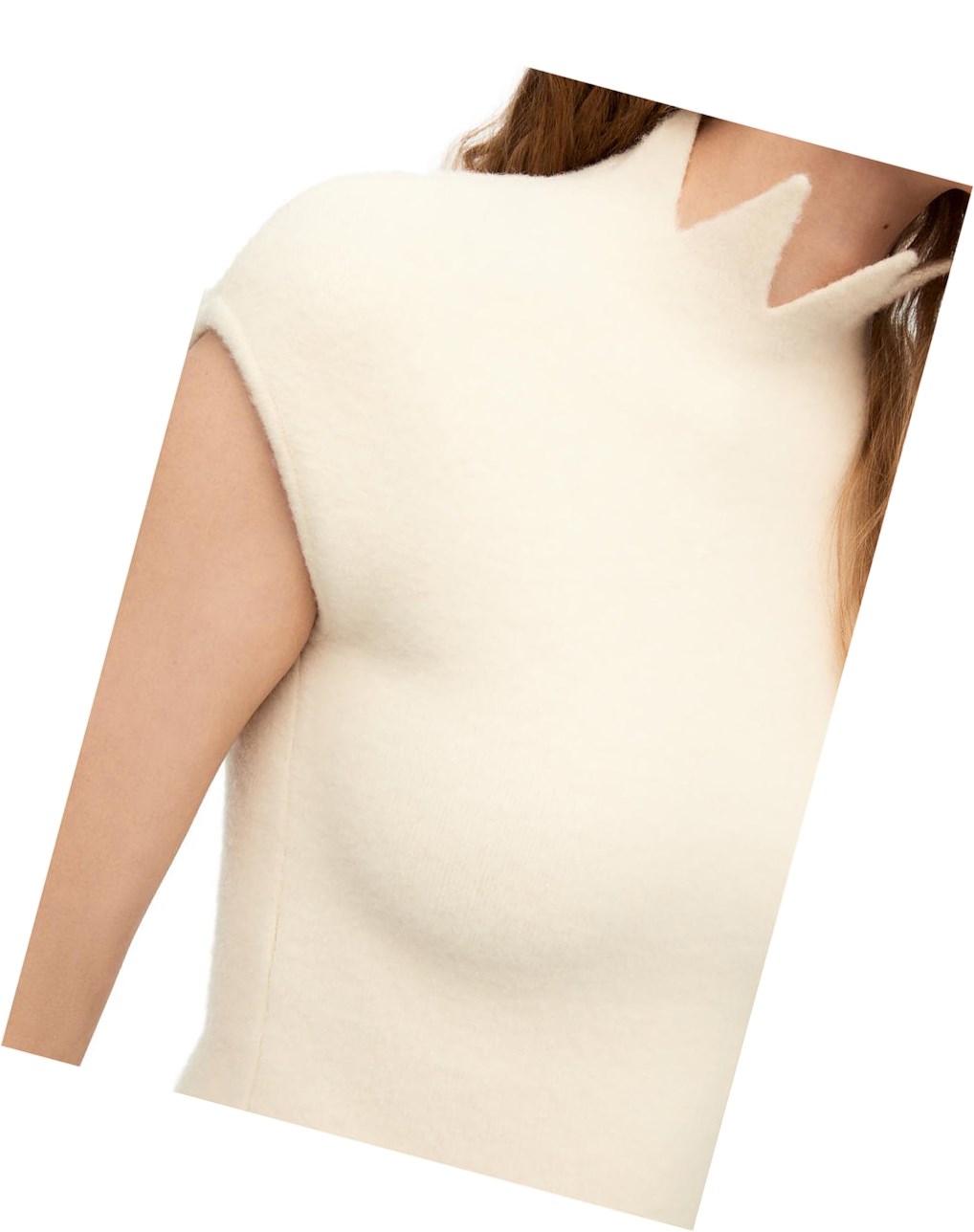 Loewe Pointy collar top in wool Blancos | YWPZK-0825