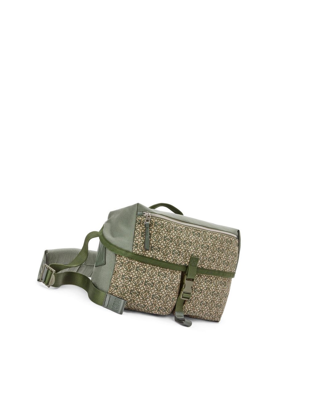 Loewe Postman Messenger in Anagram jacquard and canvas Kaki Verdes | QNIBX-6230