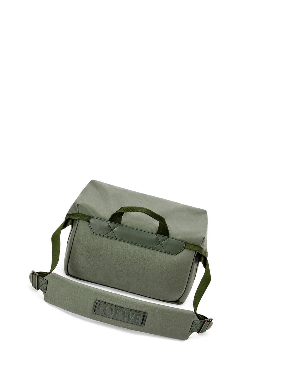 Loewe Postman Messenger in Anagram jacquard and canvas Kaki Verdes | QNIBX-6230