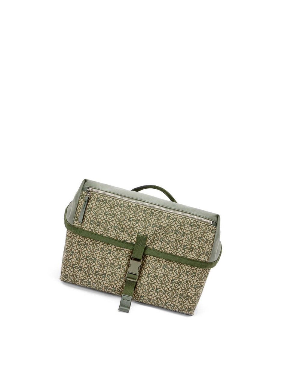 Loewe Postman Messenger in Anagram jacquard and canvas Kaki Verdes | QNIBX-6230