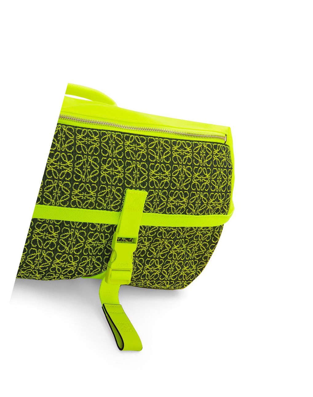 Loewe Postman Sling in Anagram jacquard and canvas Amarillos Azul Marino Oscuro | UXRNF-1863