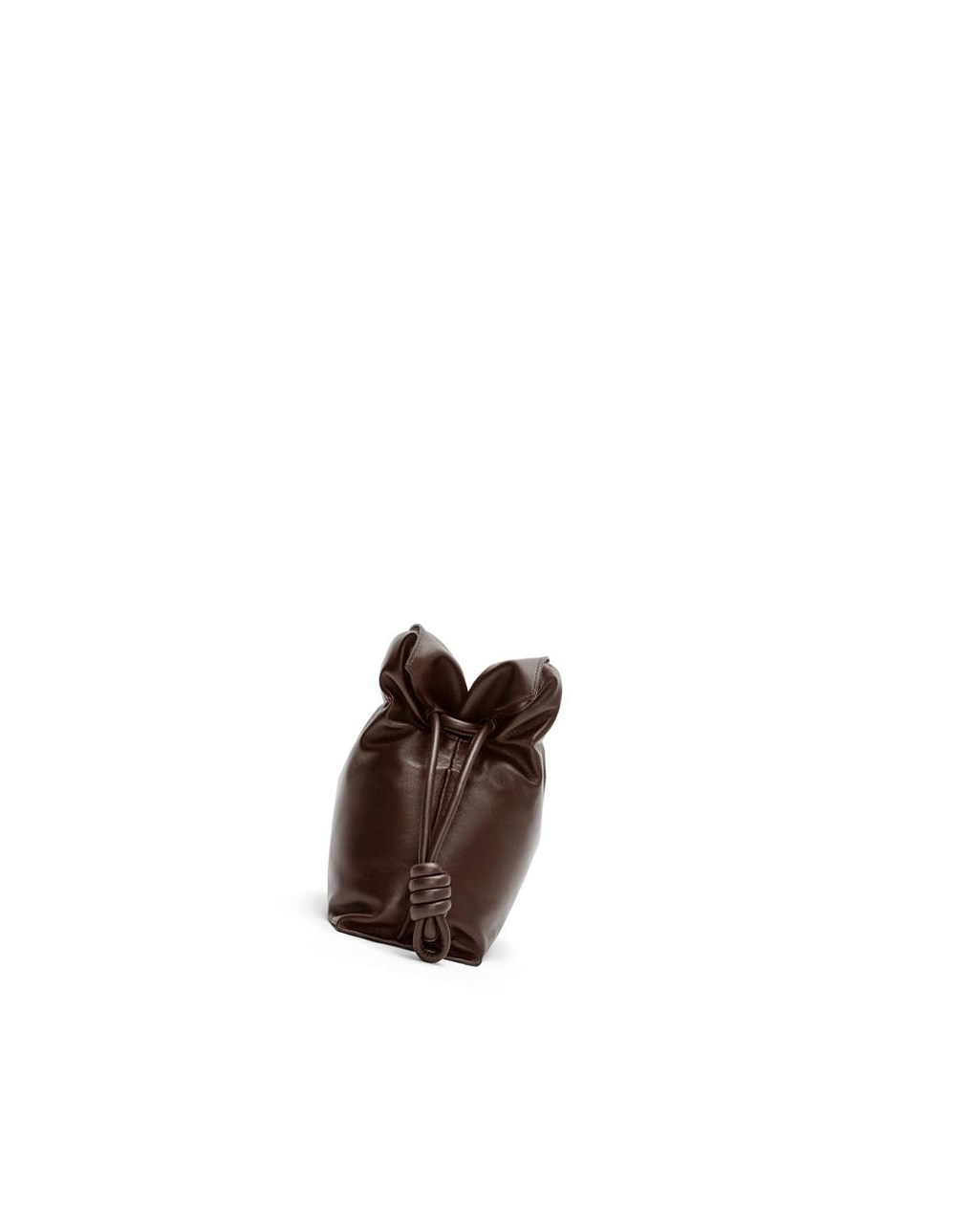 Loewe Puffer Flamenco clutch in shiny nappa lambskin Chocolate Oscuro | OHXML-5326