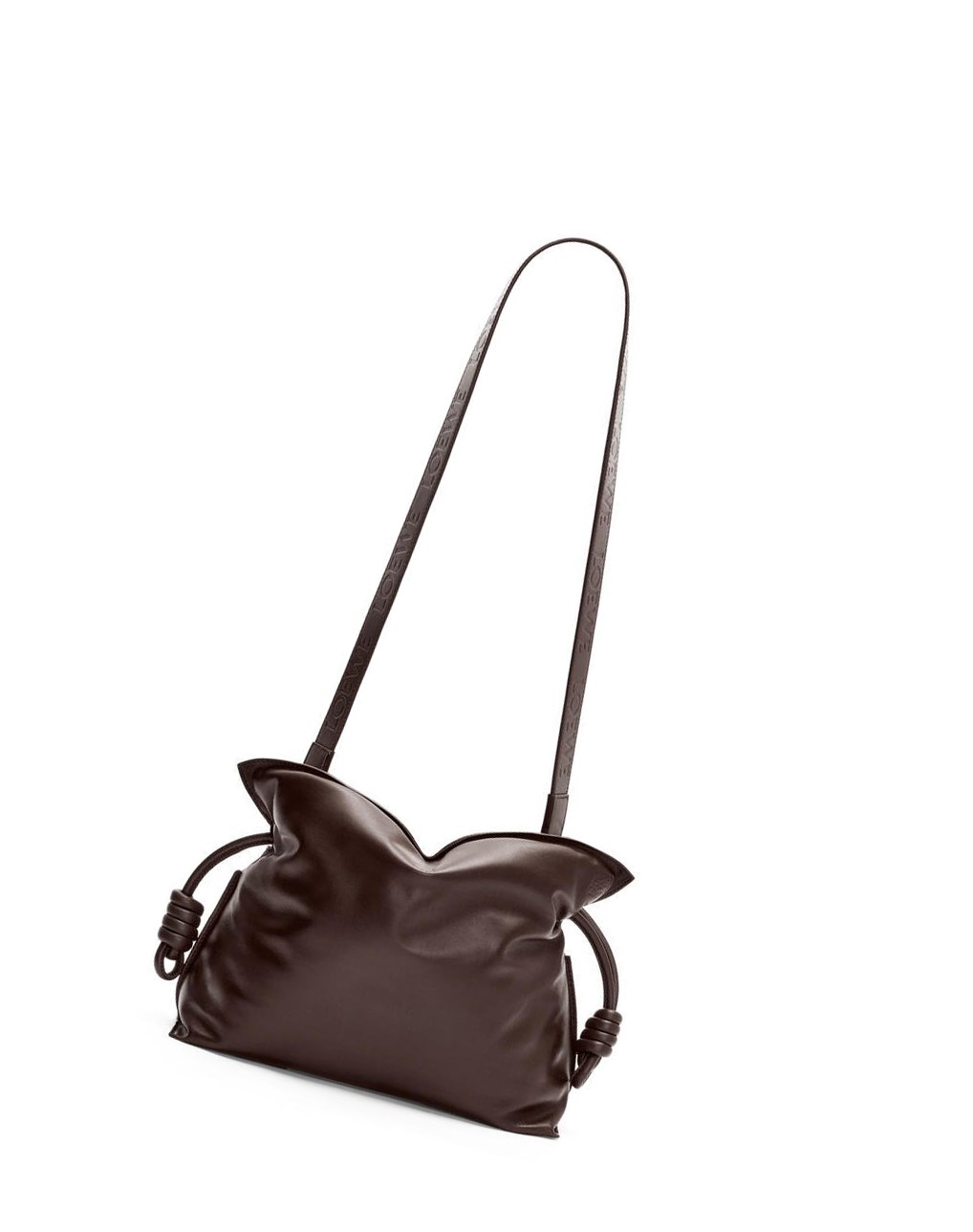 Loewe Puffer Flamenco clutch in shiny nappa lambskin Chocolate Oscuro | OHXML-5326