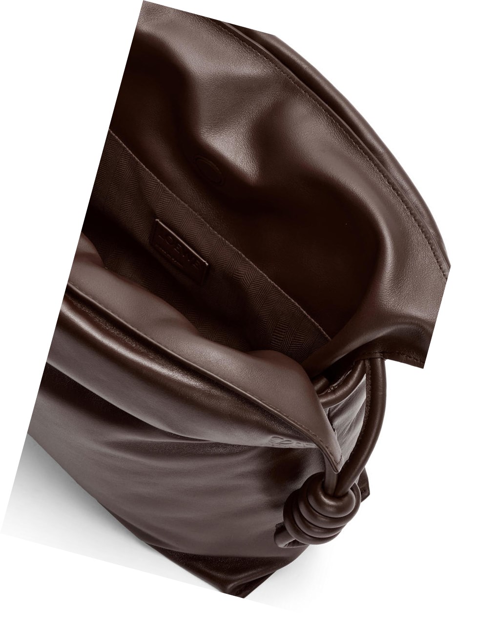 Loewe Puffer Flamenco clutch in shiny nappa lambskin Chocolate Oscuro | OHXML-5326