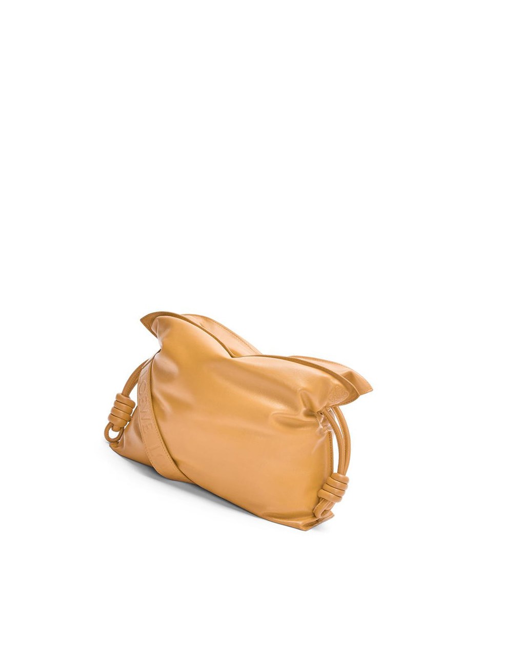 Loewe Puffer Flamenco clutch in shiny nappa lambskin Camel | PZYJT-7042