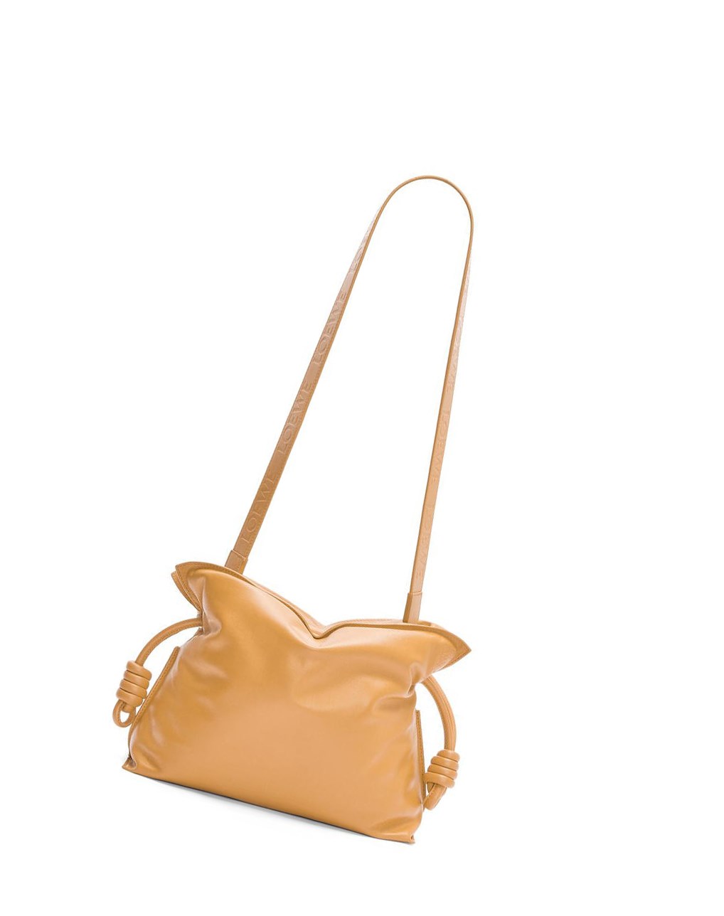 Loewe Puffer Flamenco clutch in shiny nappa lambskin Camel | PZYJT-7042