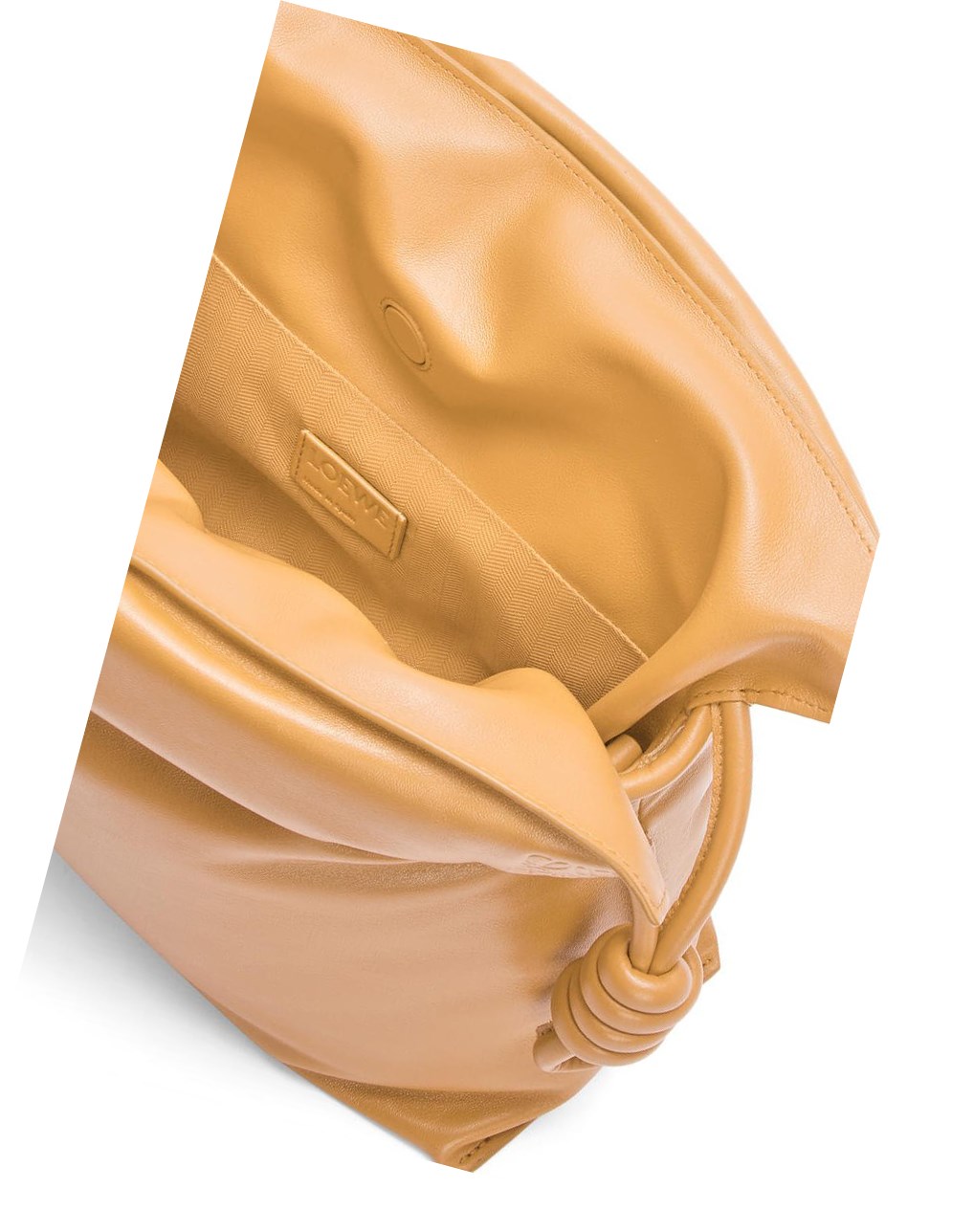 Loewe Puffer Flamenco clutch in shiny nappa lambskin Camel | PZYJT-7042