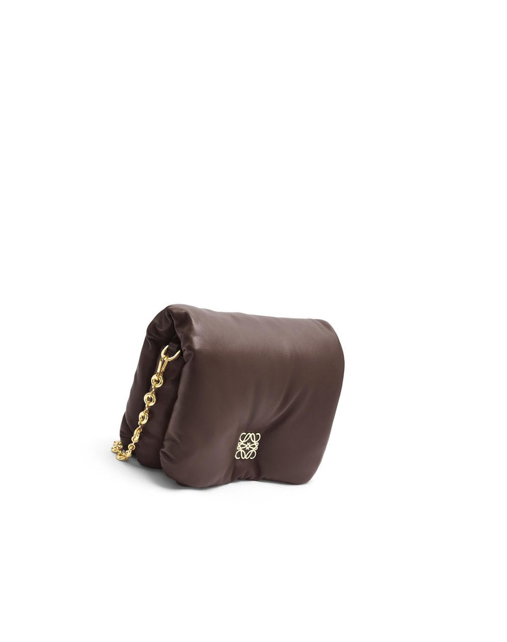 Loewe Puffer Goya bag in shiny nappa lambskin Chocolate Oscuro | BDNAI-8106