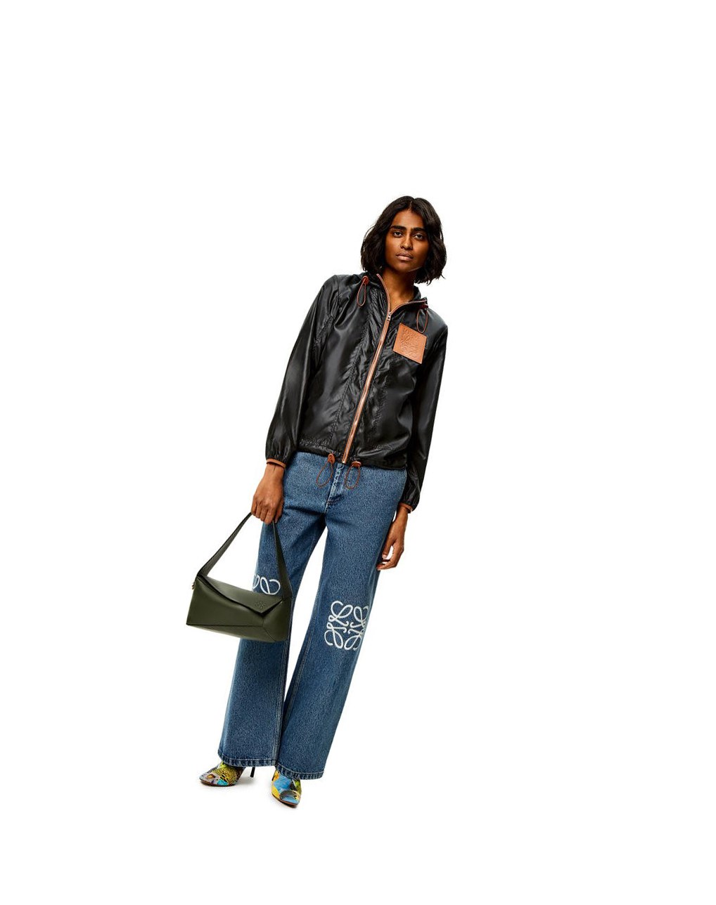 Loewe Puzzle Hobo bag in nappa calfskin Kaki | FQUDK-1076