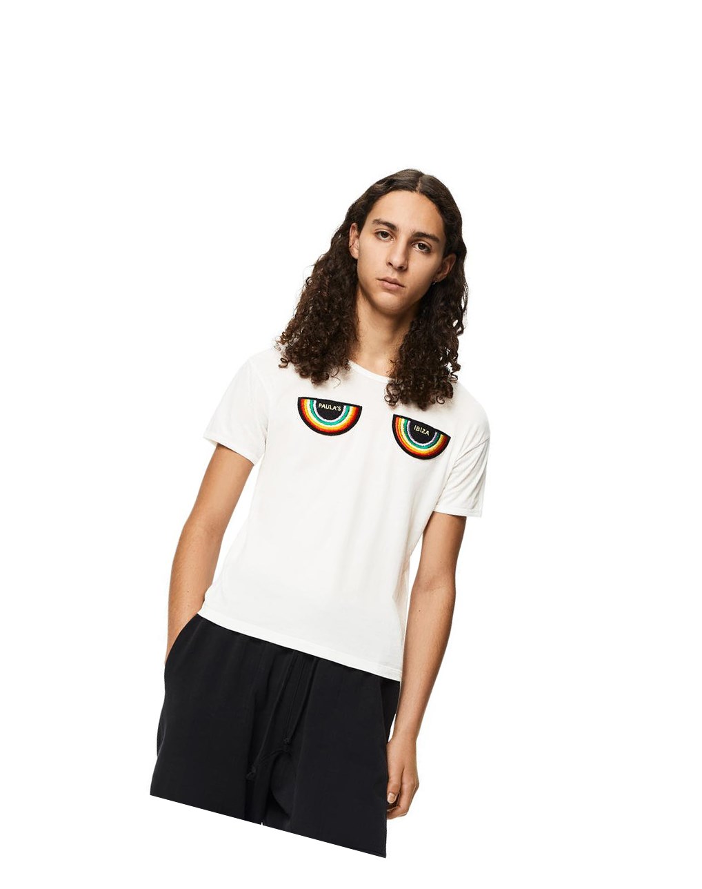 Loewe Rainbow patch T-shirt in cotton Ecru | XVGOF-3108