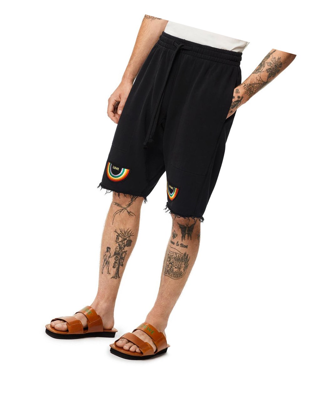 Loewe Rainbow patch shorts in cotton Negros | QNADB-1439