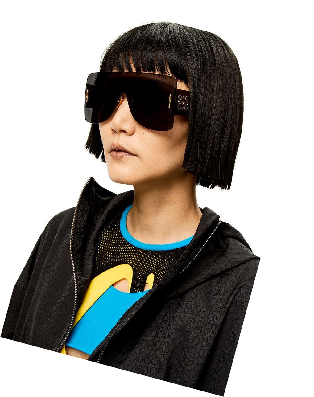 Loewe Rectangular mask sunglasses in nylon Negros | GXHUV-7540