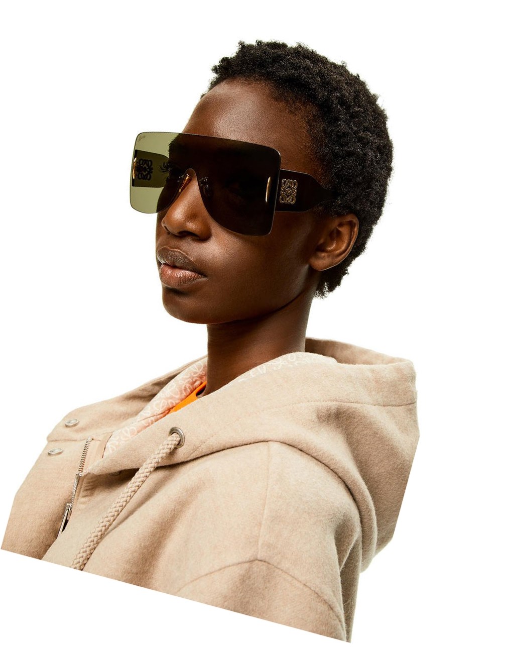 Loewe Rectangular mask sunglasses in nylon Verdes Oscuro | HUSLQ-7861