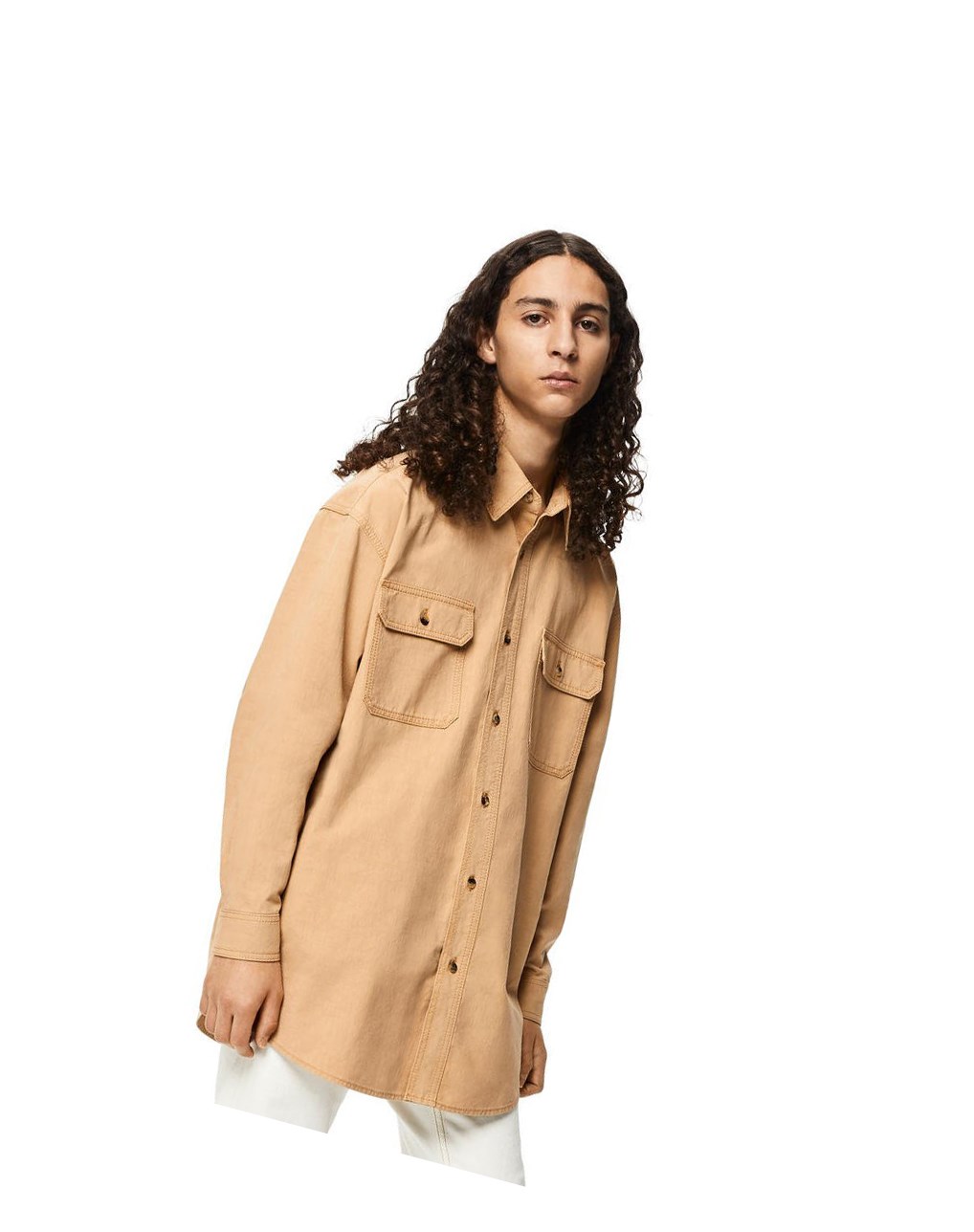 Loewe Relaxed chest pocket shirt in cotton and linen Make Up | QDCAJ-2950
