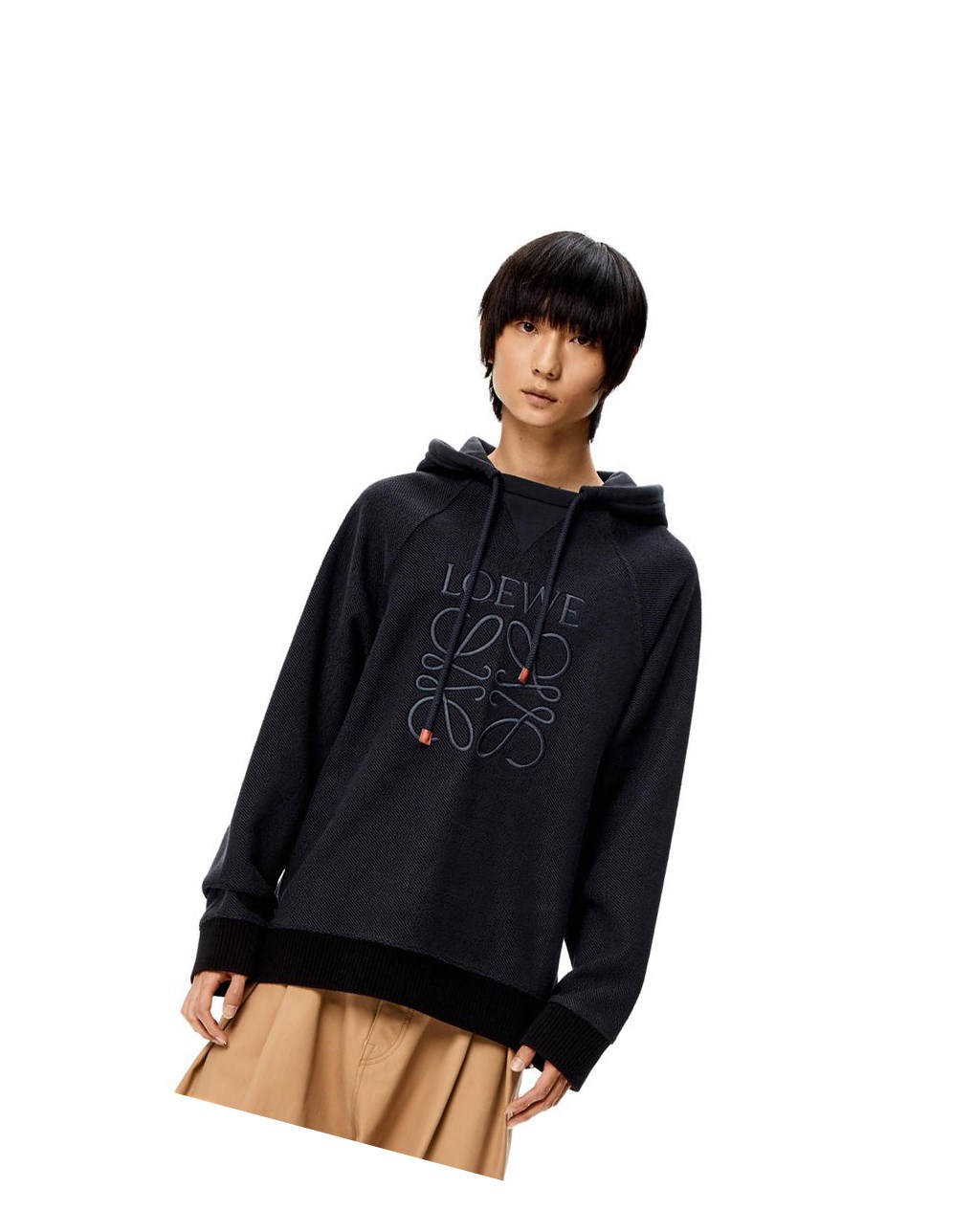 Loewe Reverse Anagram hoodie in cotton Azul Marino Oscuro | BIQXS-0869