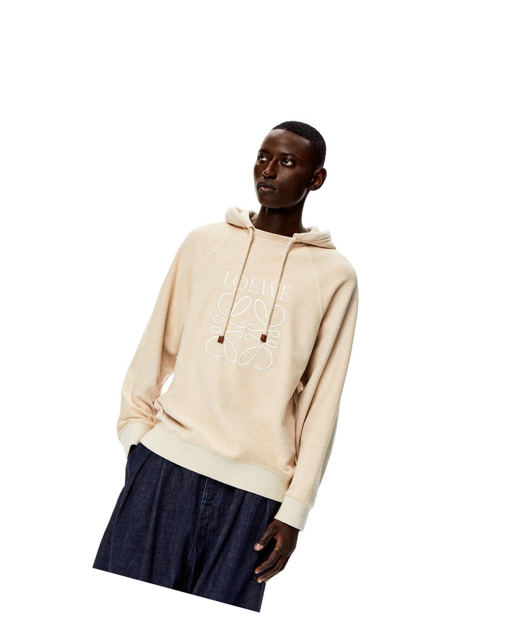 Loewe Reverse Anagram hoodie in cotton Ecru | LRMVJ-2190