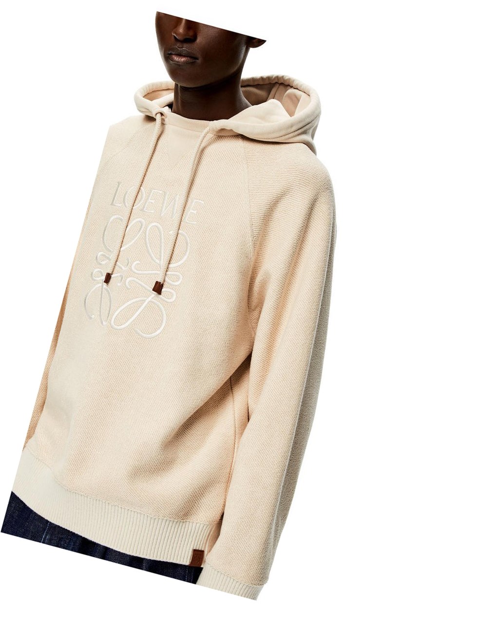 Loewe Reverse Anagram hoodie in cotton Ecru | LRMVJ-2190