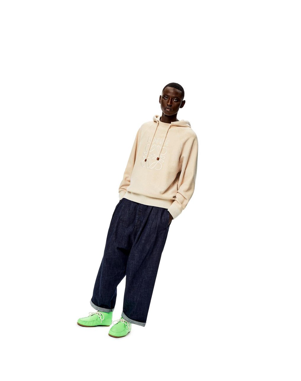 Loewe Reverse Anagram hoodie in cotton Ecru | LRMVJ-2190