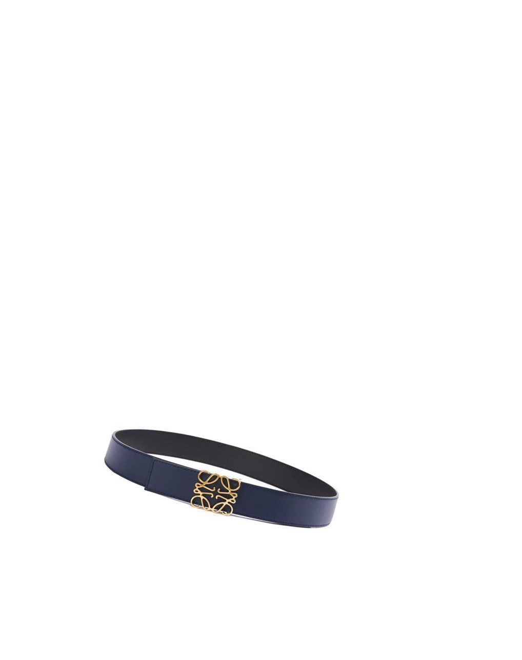 Loewe Reversible Anagram belt in smooth calfskin and brass Negros Azul Marino Dorados | TQKSH-5378
