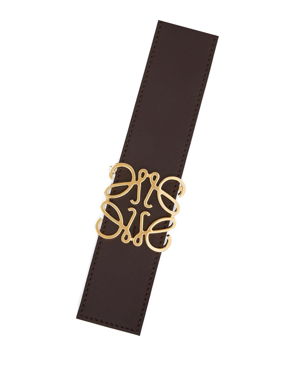 Loewe Reversible Anagram belt in smooth calfskin and brass Chocolate Dorados | WSBVP-8410