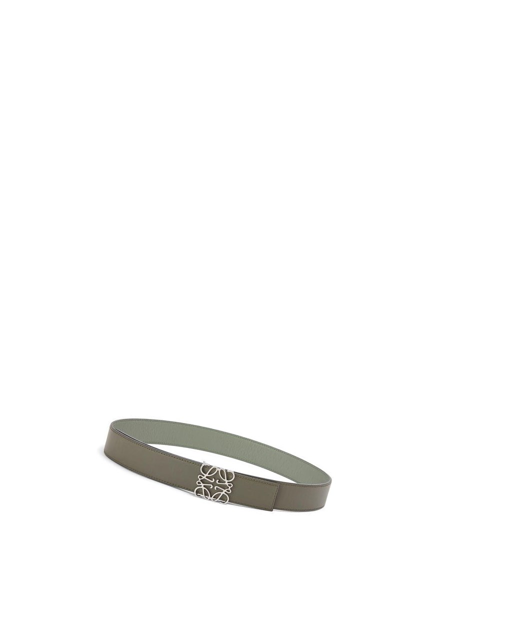 Loewe Reversible Anagram belt in soft grained calfskin Azules Kaki Verdes | EXDFA-0697