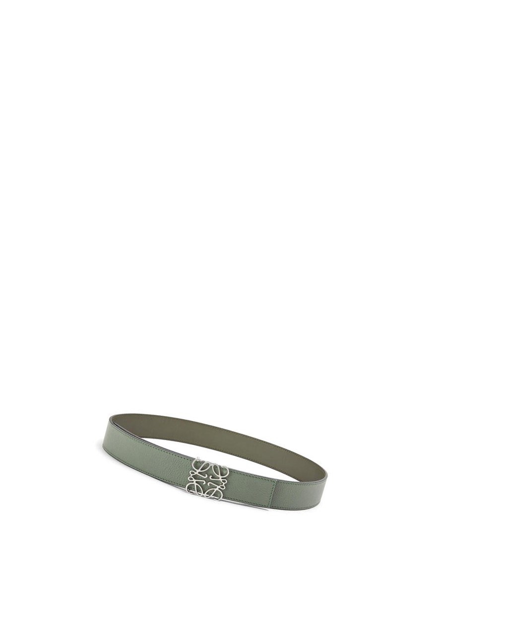 Loewe Reversible Anagram belt in soft grained calfskin Azules Kaki Verdes | EXDFA-0697