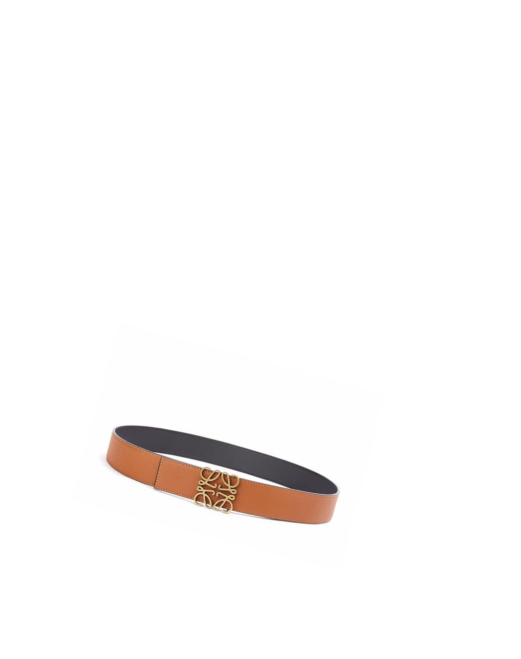 Loewe Reversible Anagram belt in soft grained calfskin Negros Dorados | PIQXO-3910
