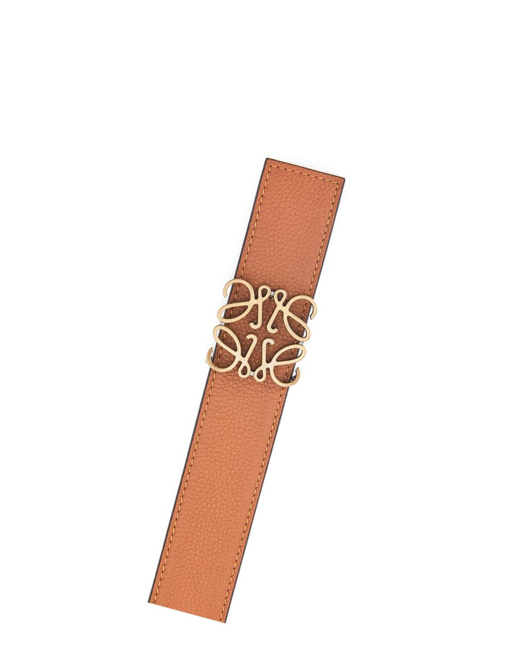 Loewe Reversible Anagram belt in soft grained calfskin Negros Dorados | QXCHU-4739