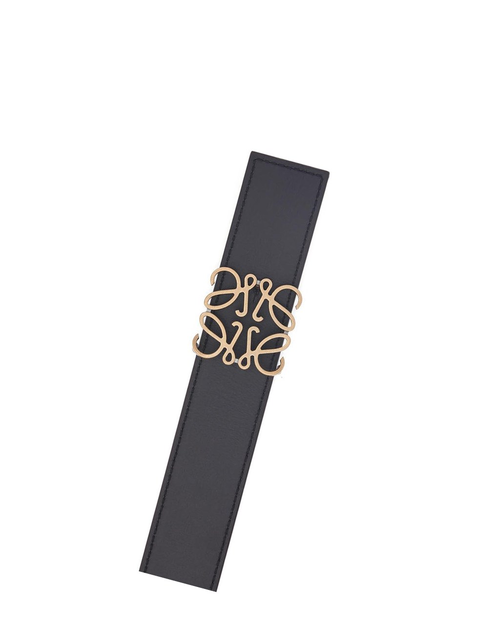 Loewe Reversible Anagram belt in soft grained calfskin Negros Dorados | QXCHU-4739