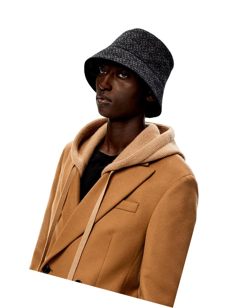 Loewe Reversible Anagram bucket hat in jacquard and nylon Negros | TOQZW-6013