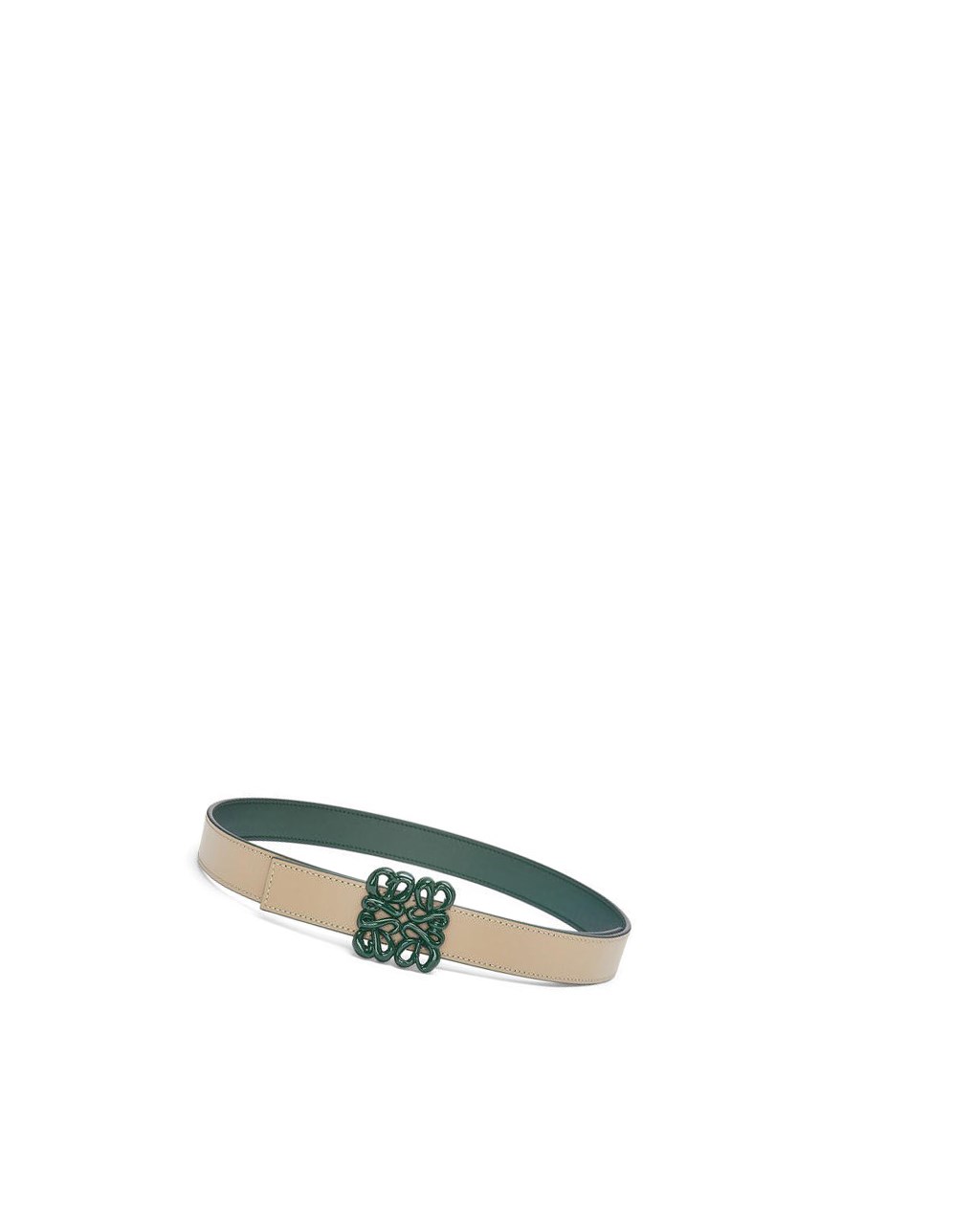 Loewe Reversible Inflated Anagram belt in soft calfskin Kaki Verdes | QURMO-8107