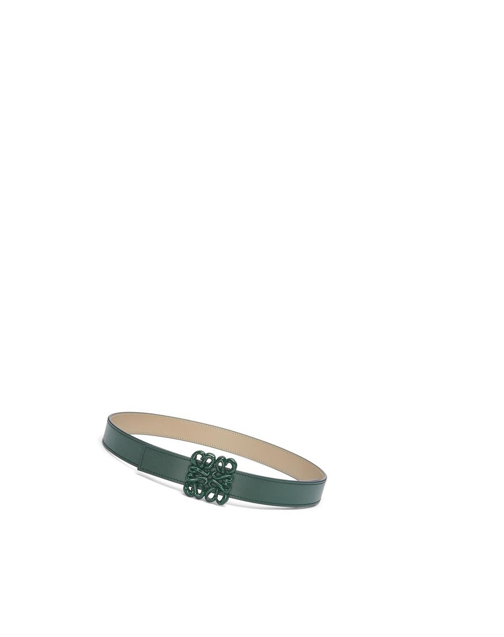 Loewe Reversible Inflated Anagram belt in soft calfskin Kaki Verdes | QURMO-8107