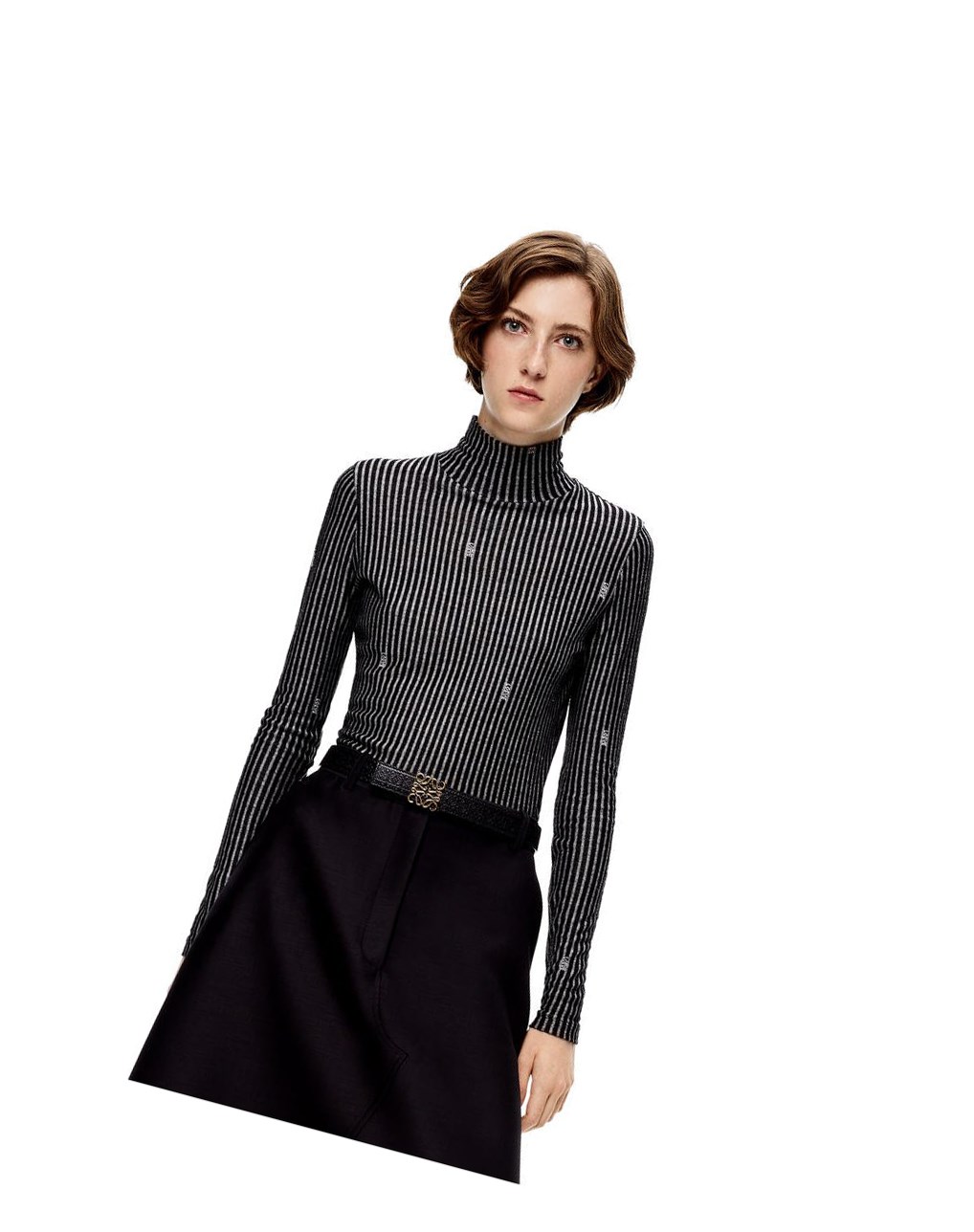 Loewe Reversible Repeat belt in silk calfskin Negros Dorados | JFVYU-8920