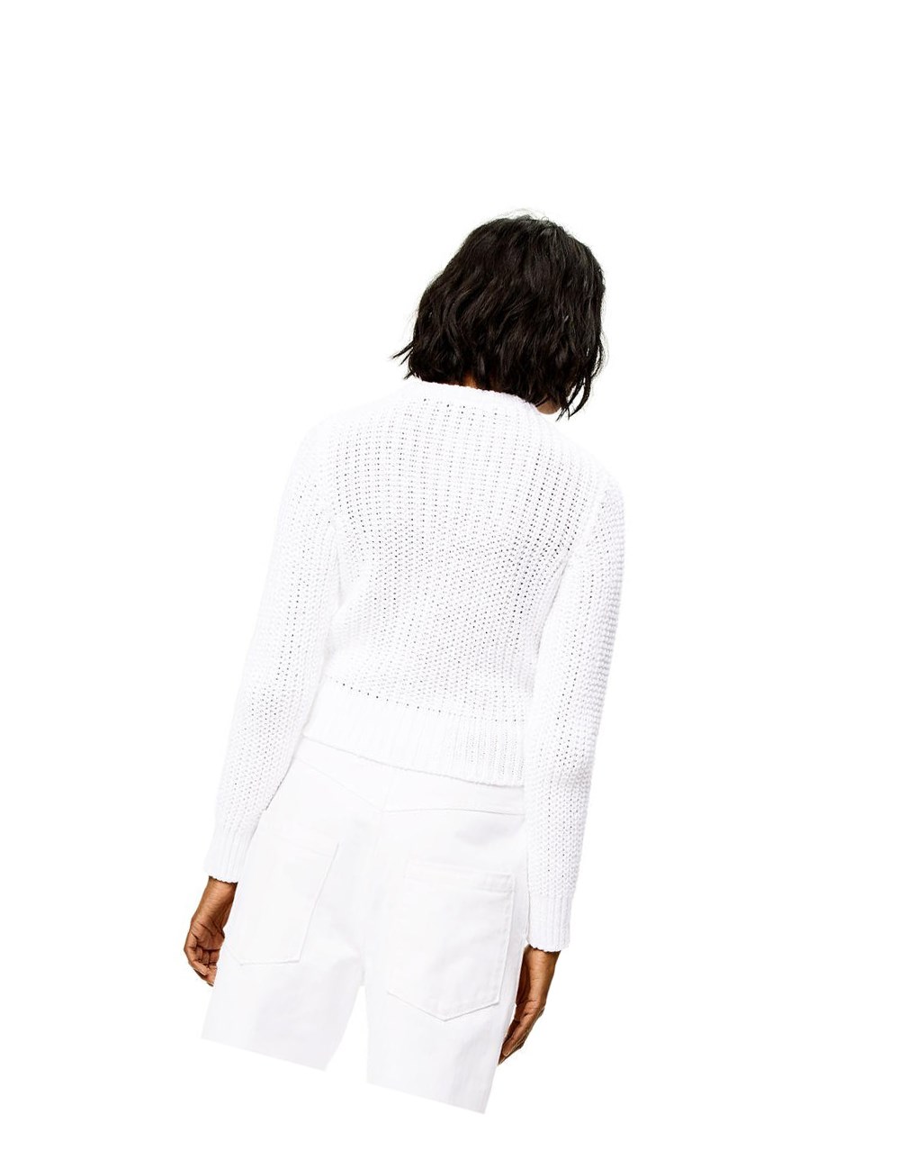 Loewe Ripped chain sweater in hem and linen Blancos | GMNUR-3219