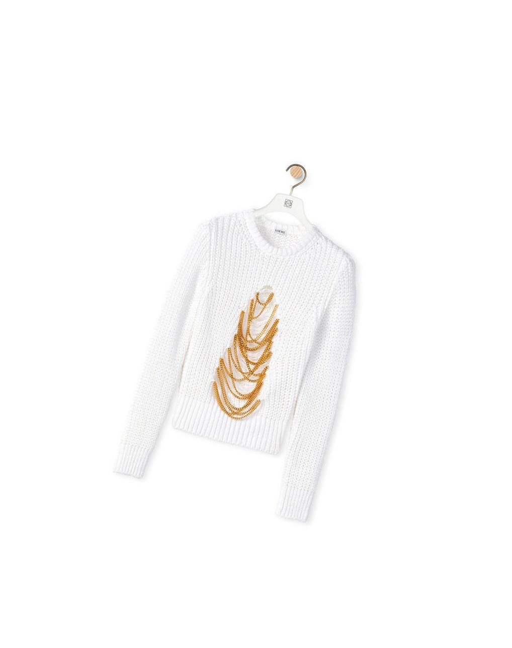 Loewe Ripped chain sweater in hem and linen Blancos | GMNUR-3219
