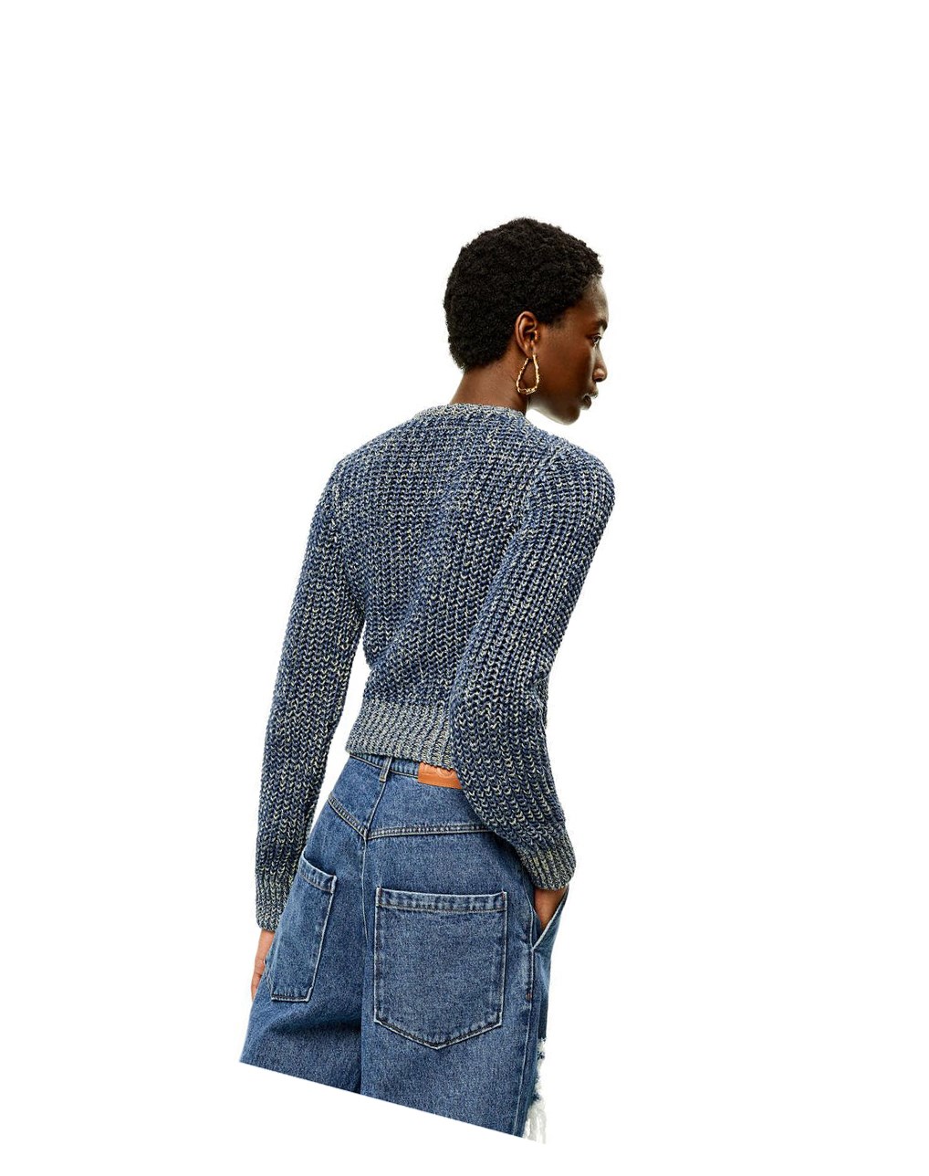 Loewe Ripped chain sweater in hemp and linen Azules | GZAUR-7153